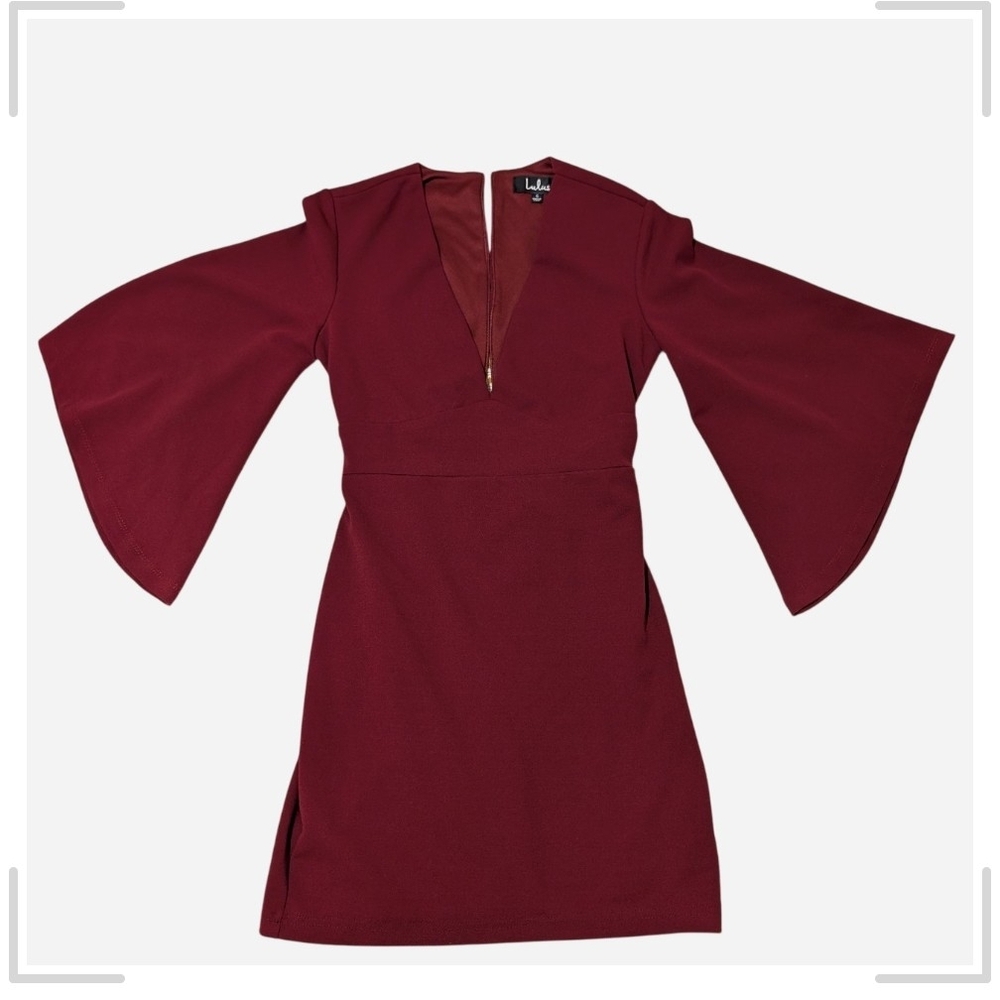 Pre-owned Lulu's Burgundy Long Sleeve Dress